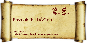 Mavrak Eliána névjegykártya